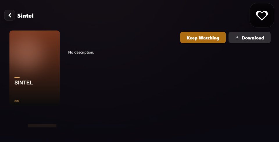 A film's own page: play it, carry on where you stopped, or download it