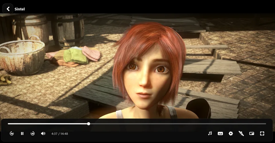 A film playing, with its controls